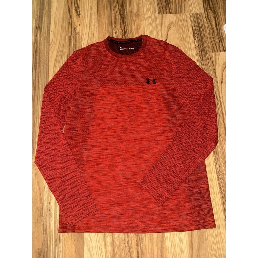 Under Armour Threadborne Fitted Knit Long Sleeve Henley Shirt Men's Sz M‎ Red